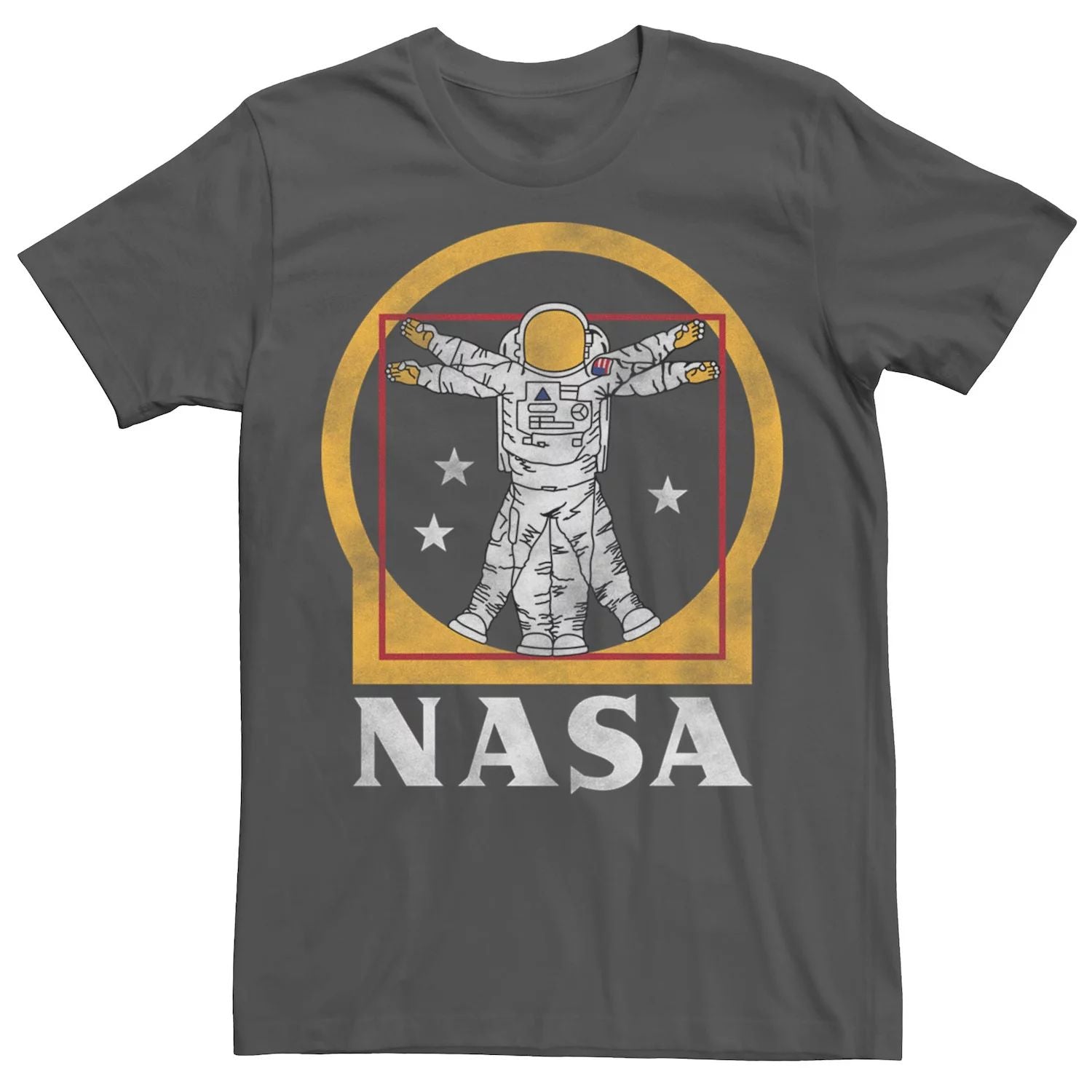 NASA Astronaut Vitruvian Space Man Men's Gold T-Shirt Licensed Character