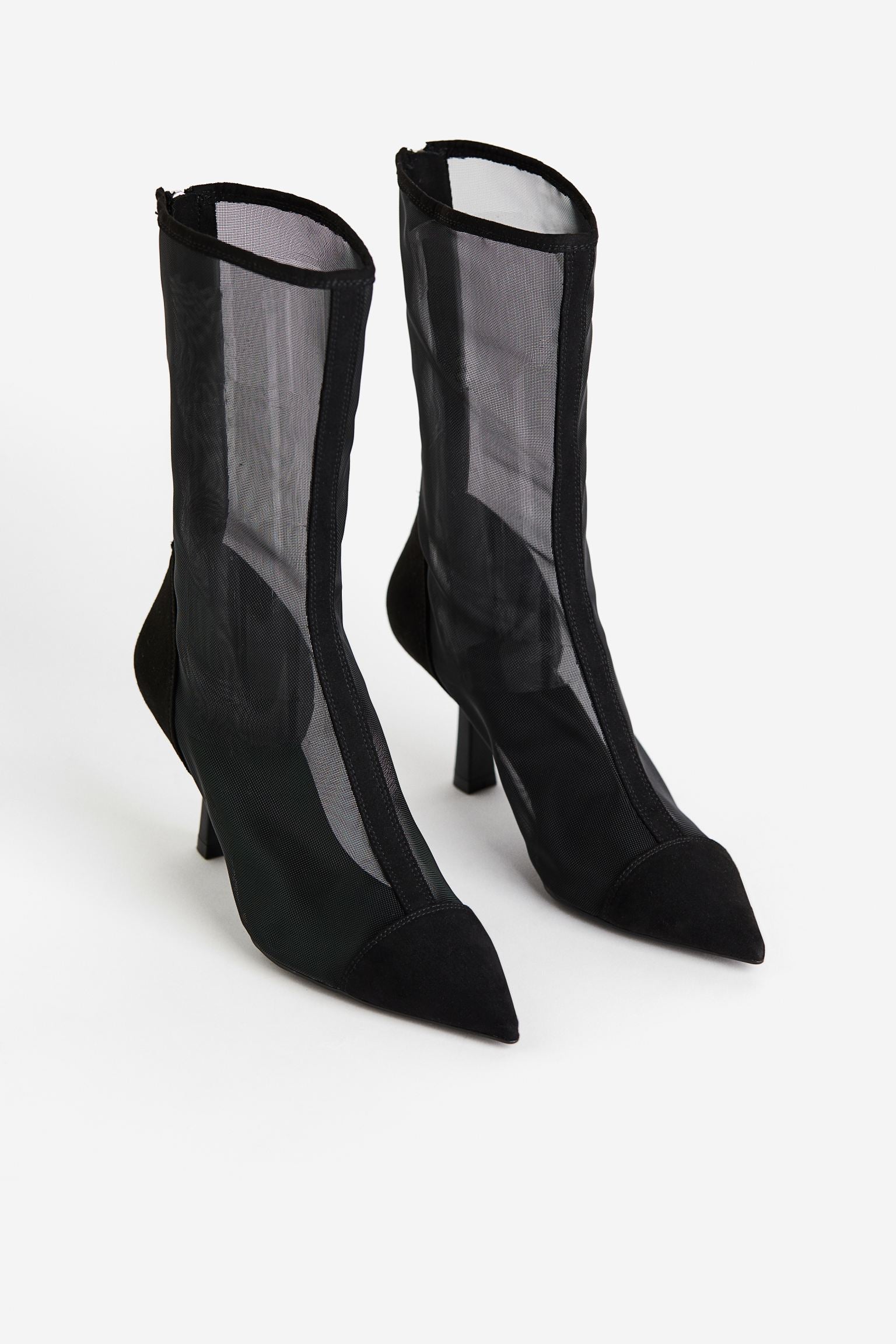 H&M Mesh Sock Ankle Boots, black