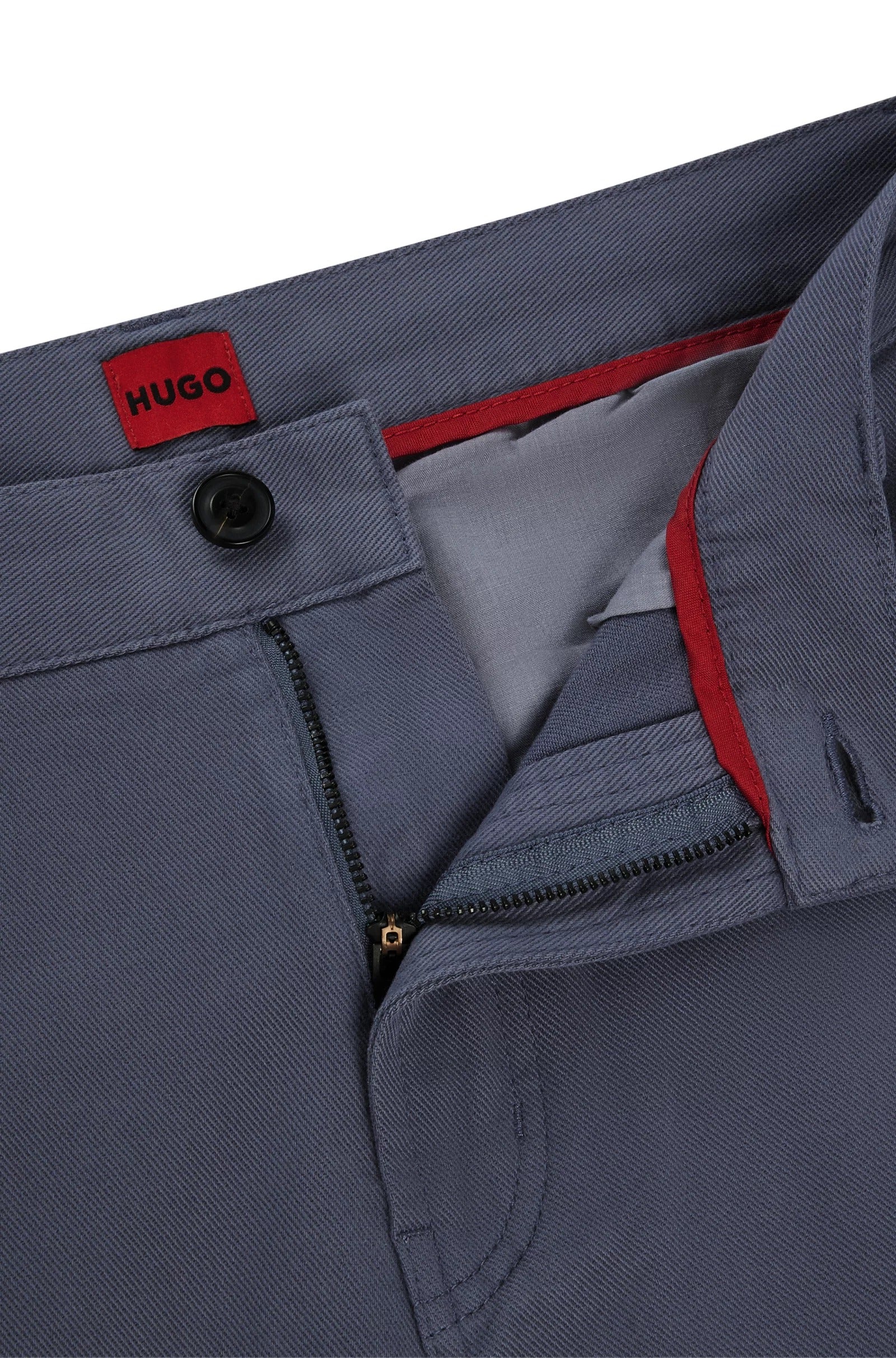 Hugo Tapered-fit Pants In Cotton Gabardine, light blue