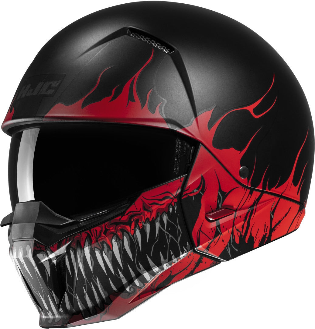 HJC i20 Scraw jet helmet, black/red