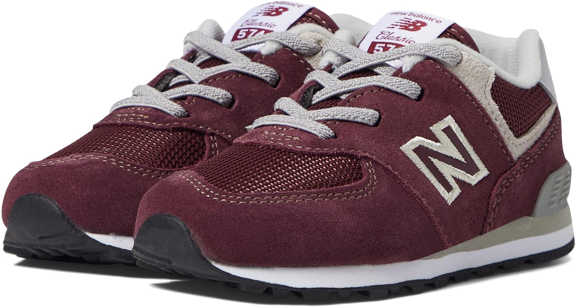 حذاء رياضي 574 Bungee Lace من New Balance، لون عنابي/أبيض