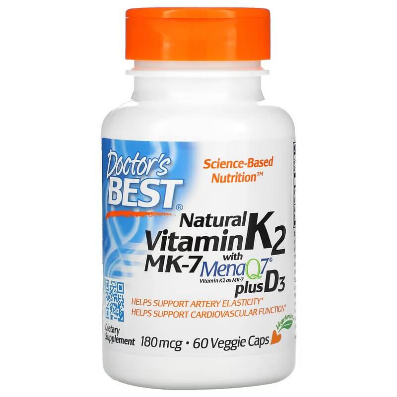 Vitamin K2 MK-7 Doctor's Best with MenaQ7 and Vitamin D3, 60 capsules