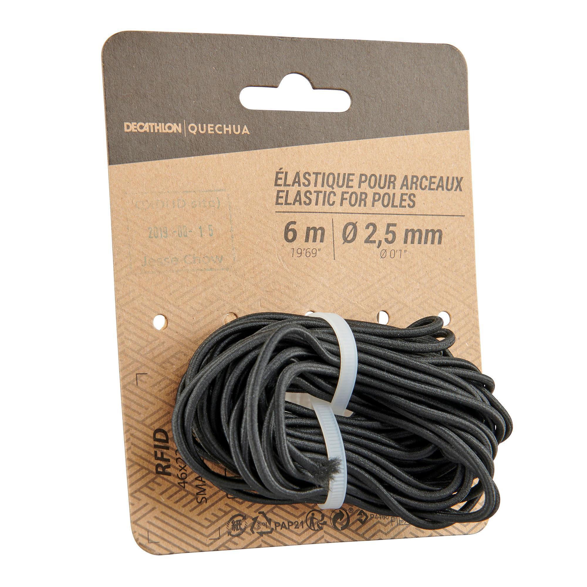 Quechua elastic band for repairing tent poles, 6 meters, black