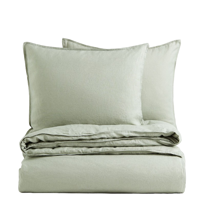 H&M Home Linen Double Bed Set, Sage Green