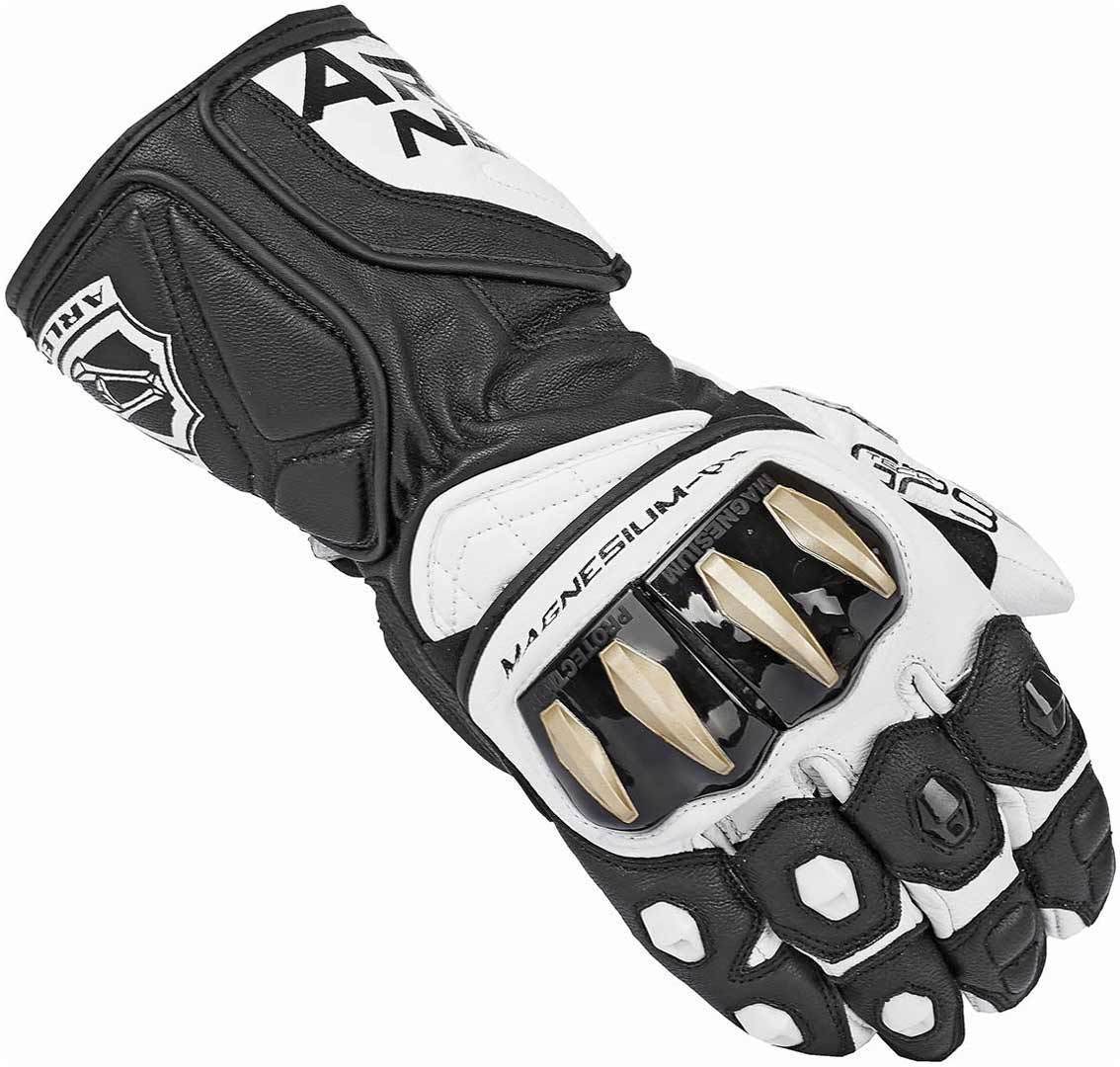 Arlen Ness Sugello Motorcycle Gloves, Black/White