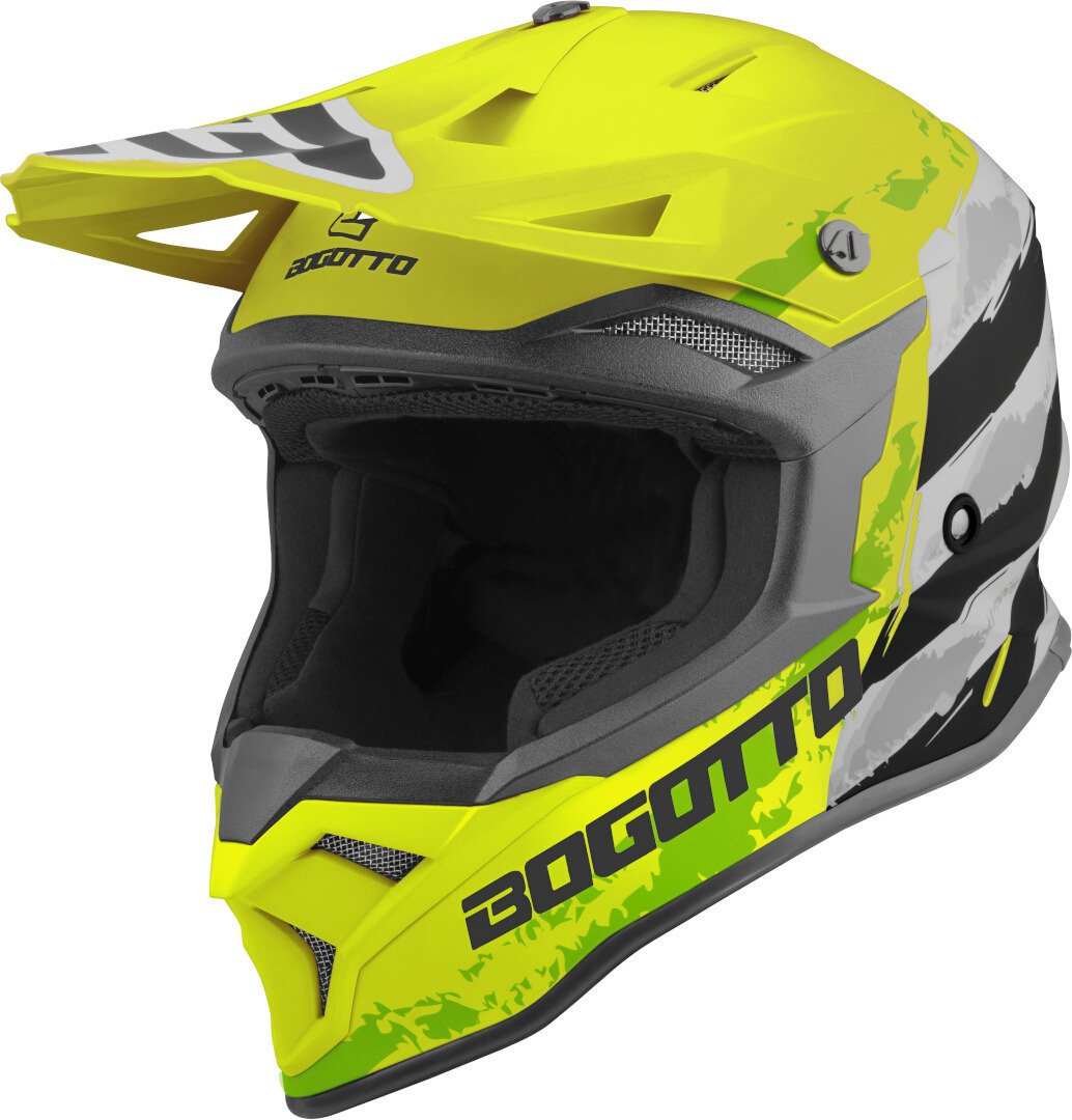 Bogotto V337 Wild-Ride Helmet with Removable Liner, Yellow/Black/White