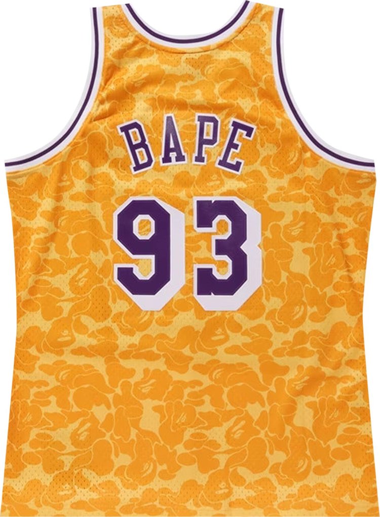 قميص BAPE x Mitchell &amp; Ness Lakers ABC Basketball Swingman Jersey 'Yellow'، أصفر