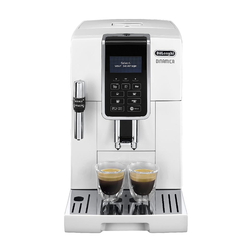 ماكينة صنع القهوة الأوتوماتيكية DeLonghi Dinamica D5W، أبيض