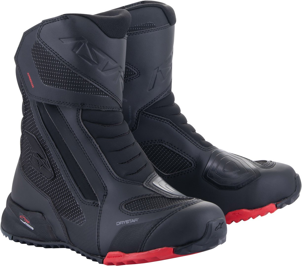 حذاء دراجتي النارية المقاوم للماء Alpinestars RT-7 Drystar، أسود/أحمر