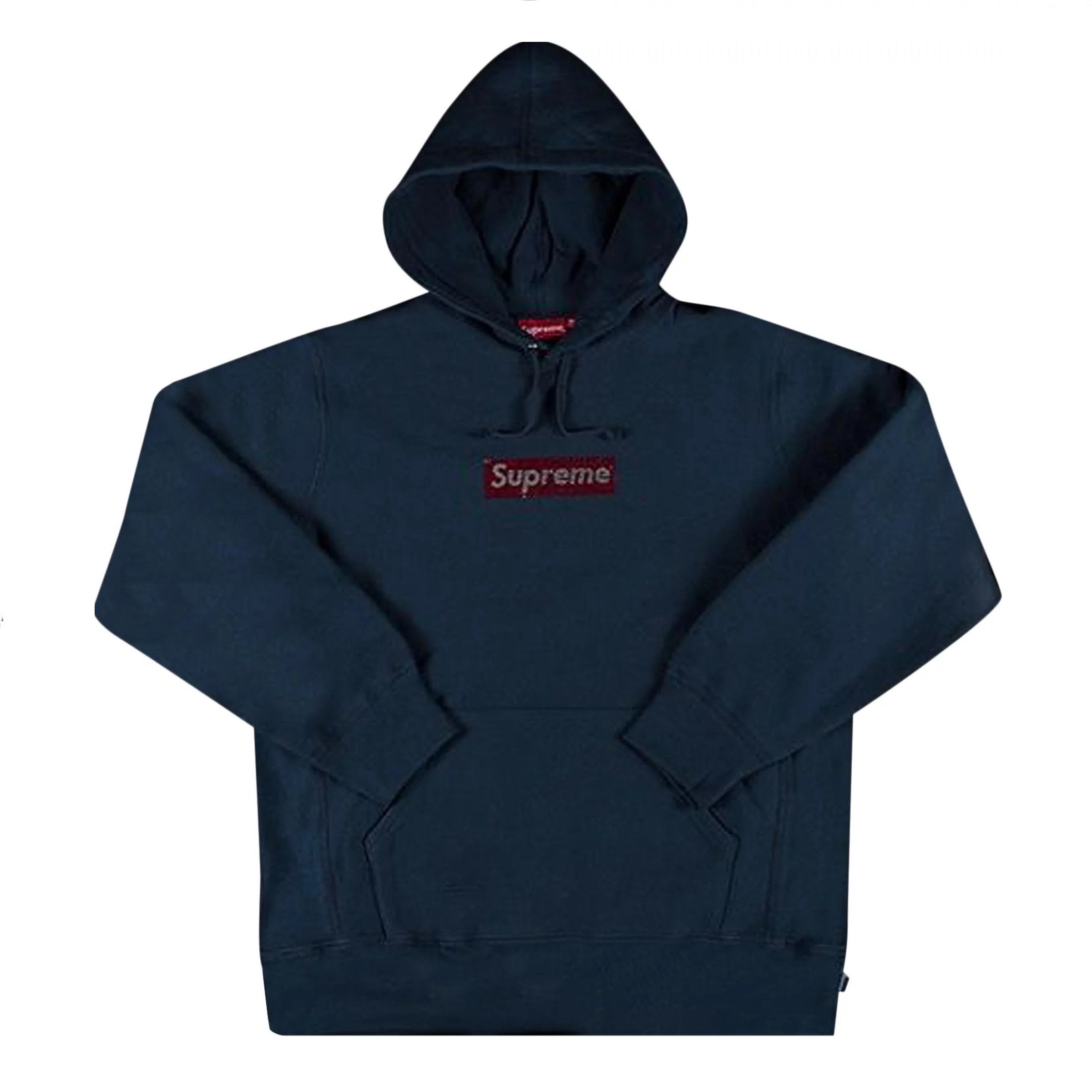 هودي Supreme x Swarovski Box Logo باللون الأزرق