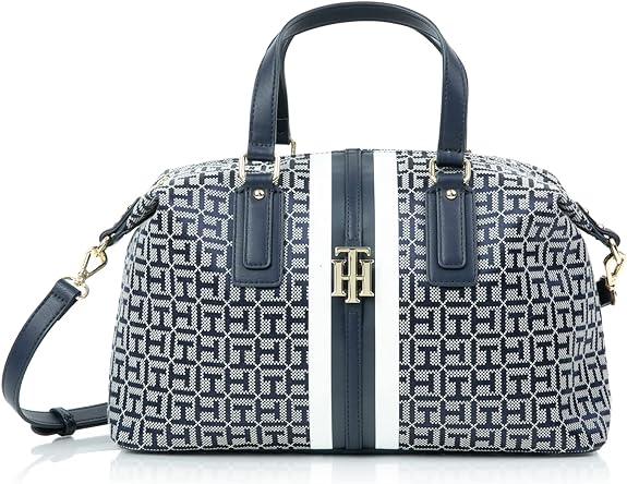 Women's Tommy Hilfiger Jaden Satchel Crossbody Bag, Light Stone/Navy