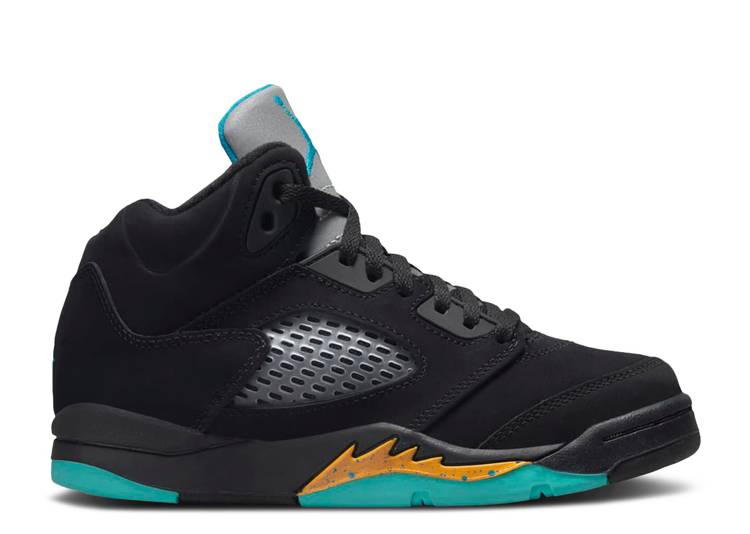 حذاء رياضي AIR JORDAN 5 RETRO PS 'AQUA'، أسود