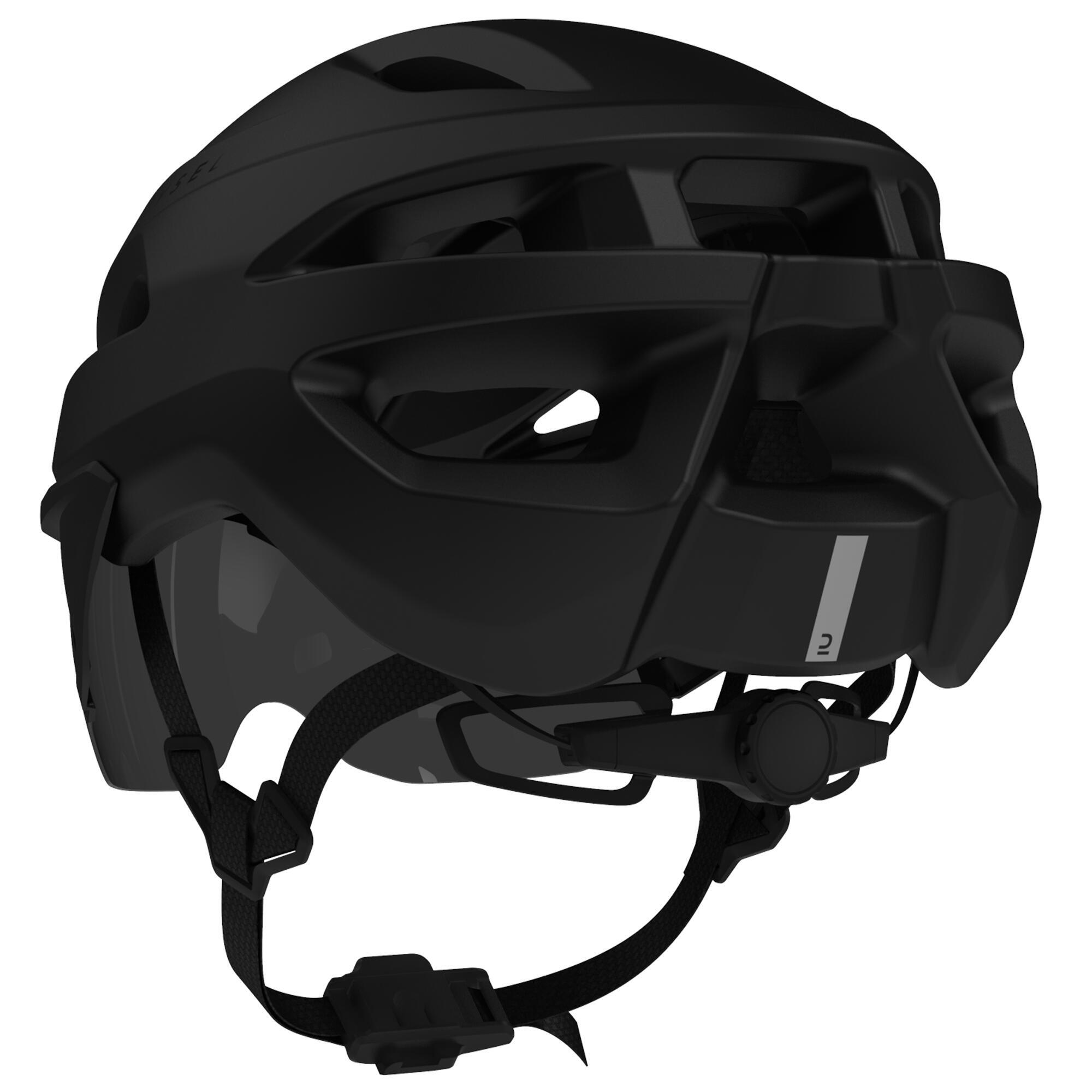 Triathlon helmet with removable category 3 visor and magnetic closure black matte VAN RYSEL, black