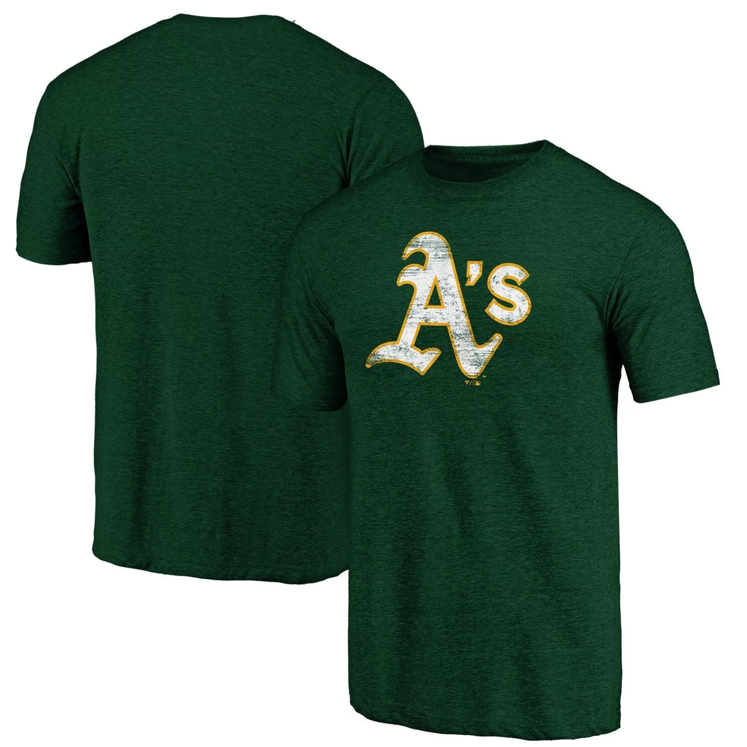 Men's Green Official Fanatics Oakland Athletics Weathered Tri-Blend T-Shirt