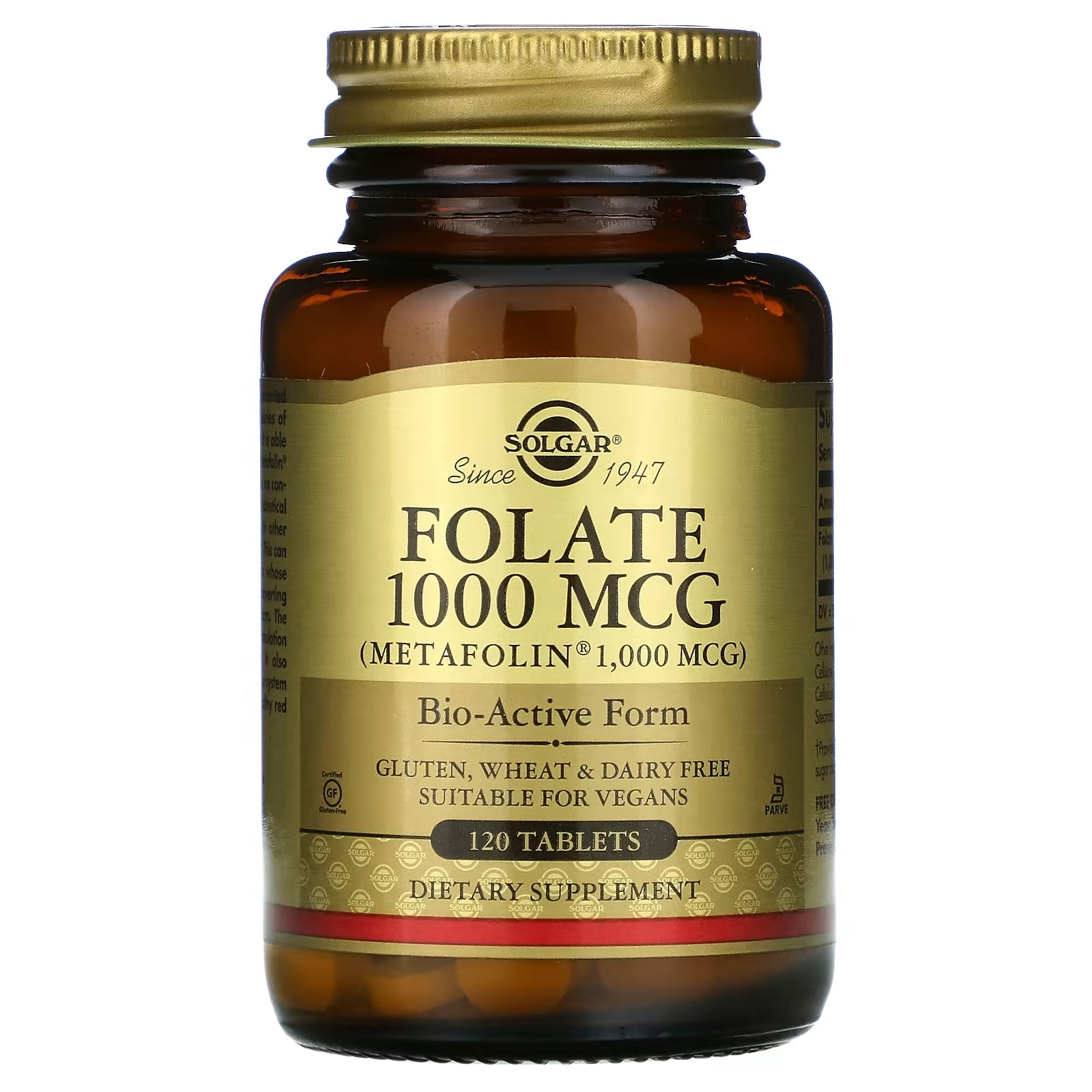 Solgar folate 1000 mcg, 120 tablets