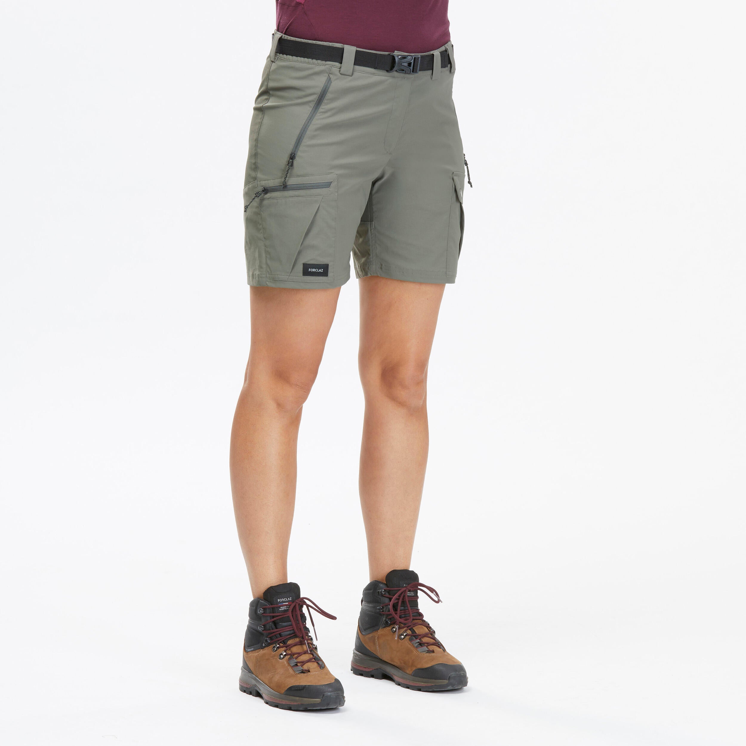 Women's hiking shorts Forclaz MT500, khaki