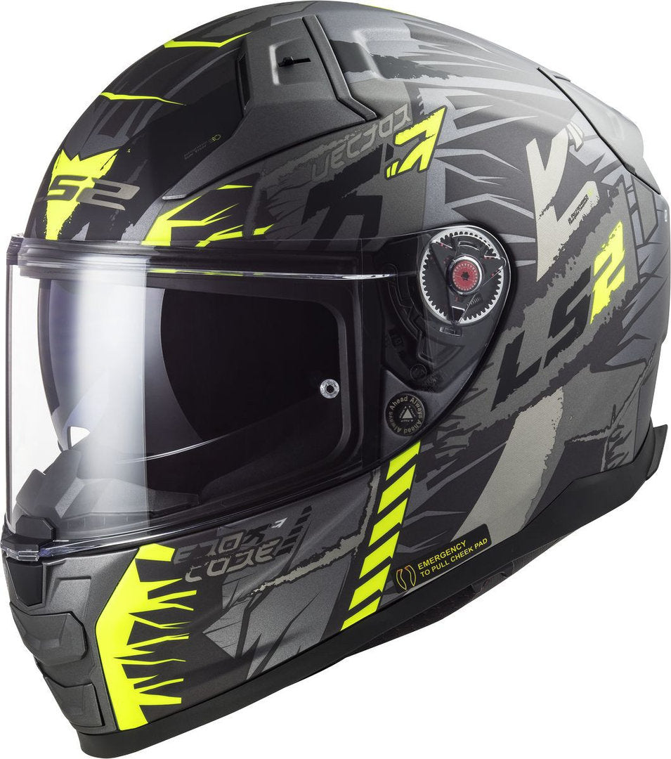 LS2 Vector II Techbot Helmet, Black/Grey/Green