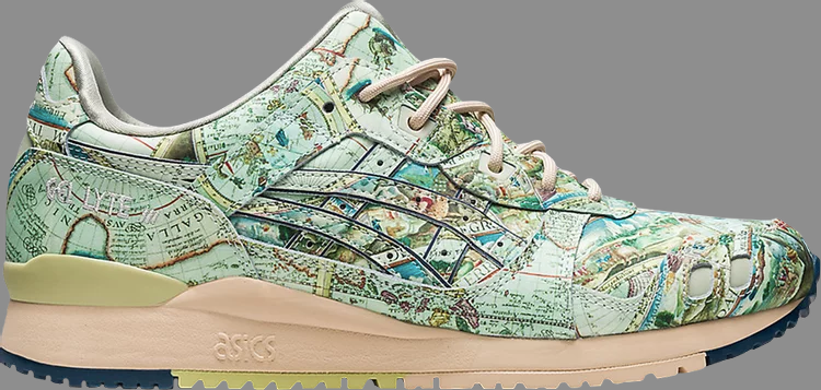 حذاء رياضي Atmos x gel lyte 3 og 'aged map' من Asics باللون الأخضر