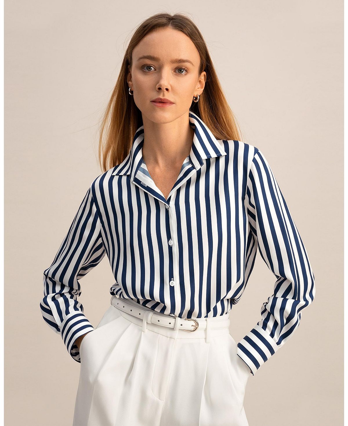 Women's Amalfi striped silk shirt LILYSILK