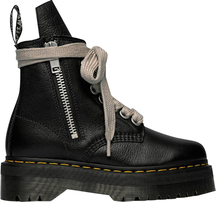 حذاء Dr. Martens x Rick Owens Wmns Strobe 1460 ذو النعل الرباعي جامبو برباط أسود، أسود