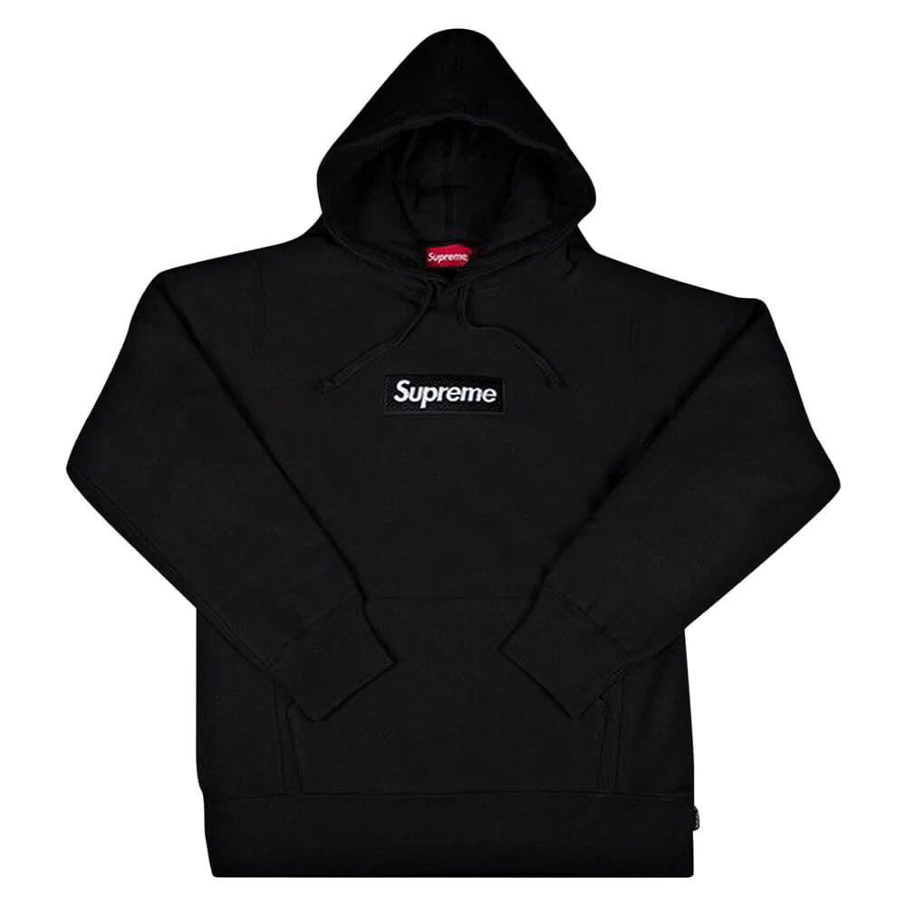 سويت شيرت بغطاء رأس وشعار Supreme Box باللون الأسود