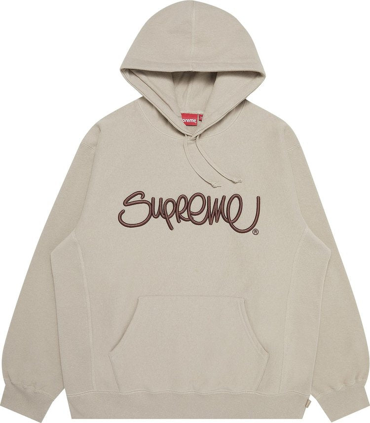 Supreme Raised Handstyle Hooded Sweatshirt 'Dark Taupe', Tan