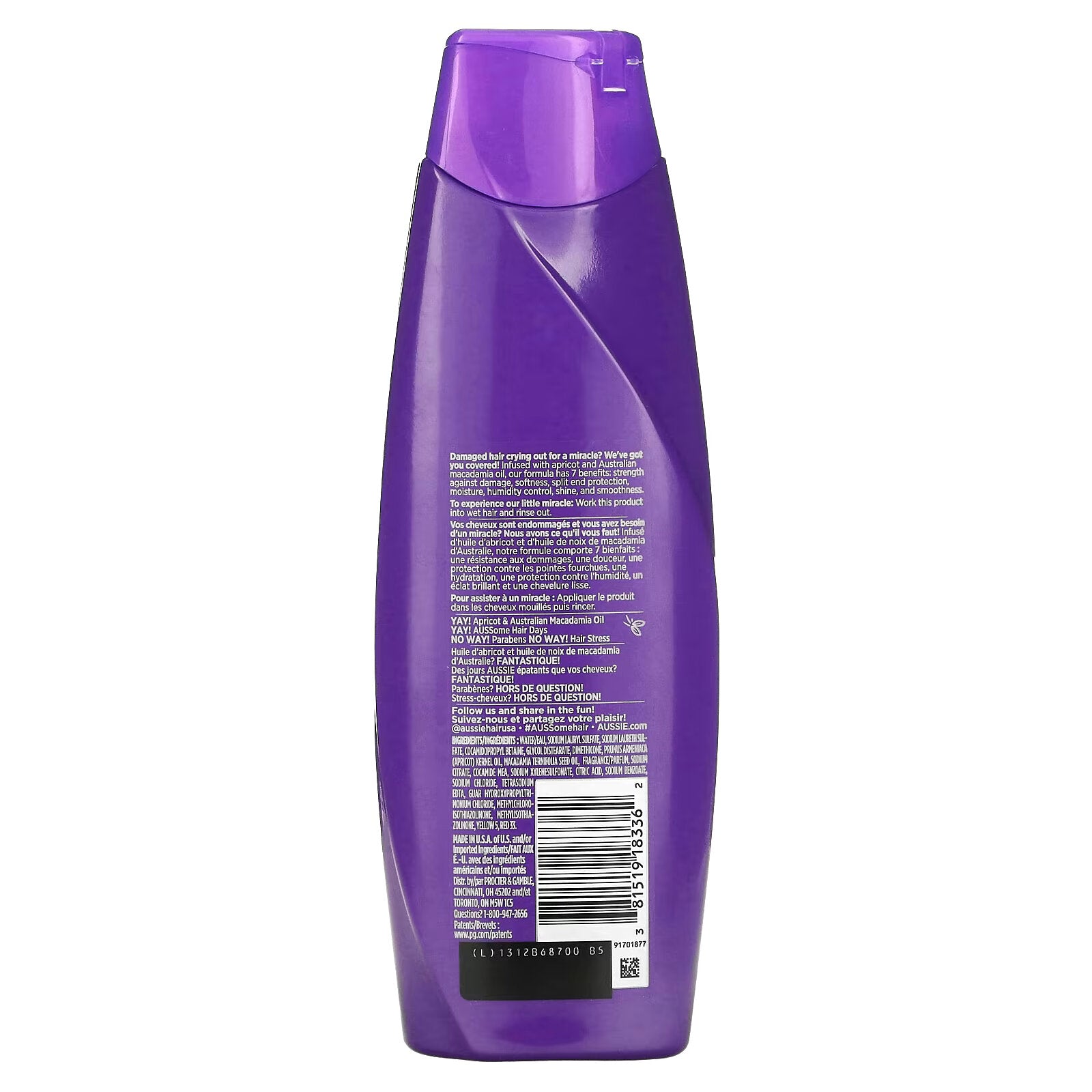 Aussie, Total Miracle (simply a miracle), 7 in 1 shampoo Apricot and Australian Macadamia Oil, 360 ml (12.1 fl oz)