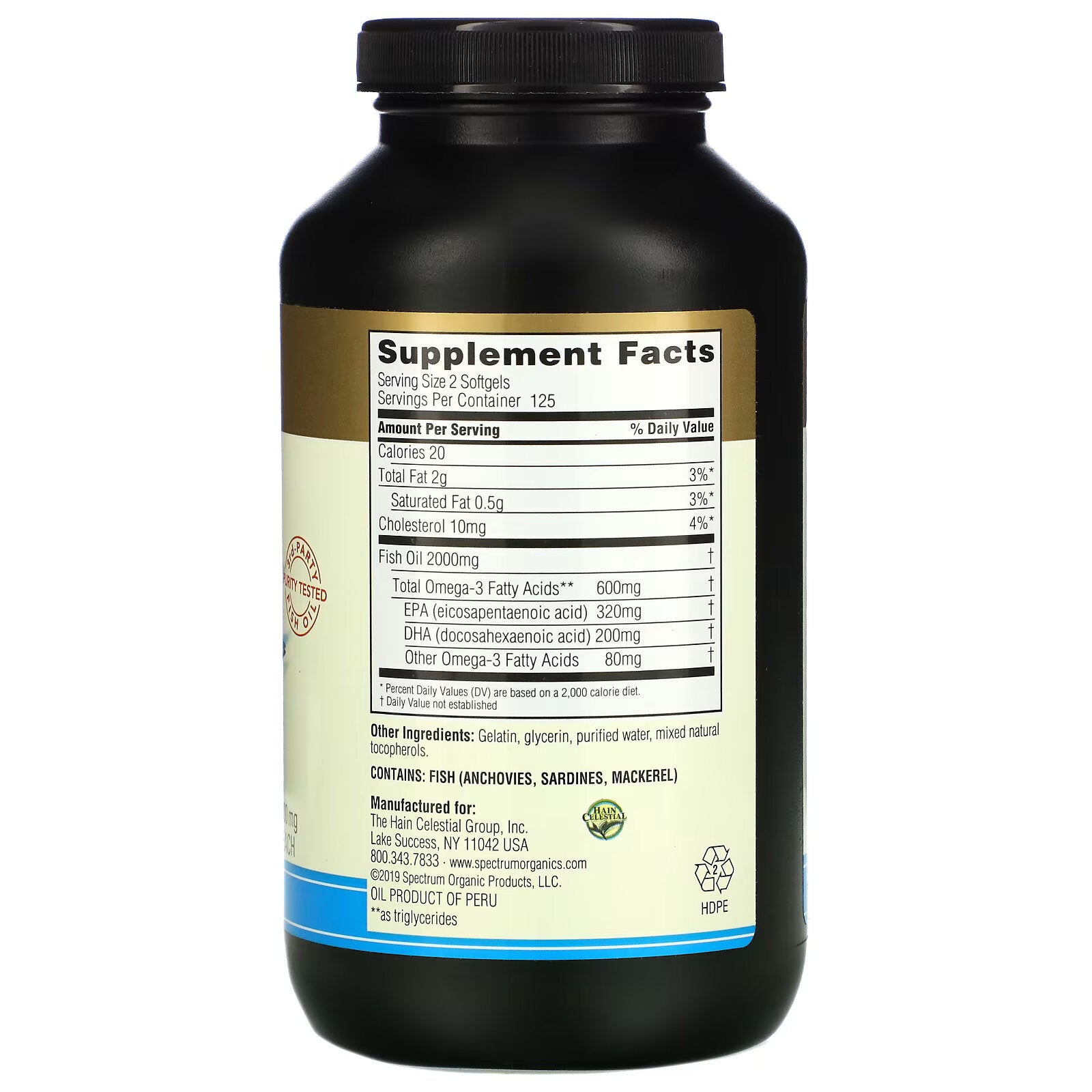 Spectrum Essentials, Fish Oil, Omega 3, 1000 mg, 250 Capsules