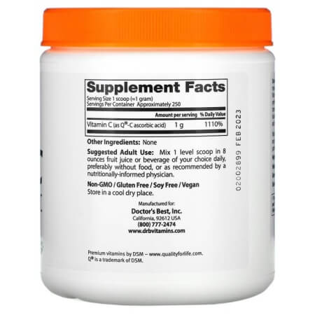 Vitamin C powder with Q-C, Doctor's Best, 250 g