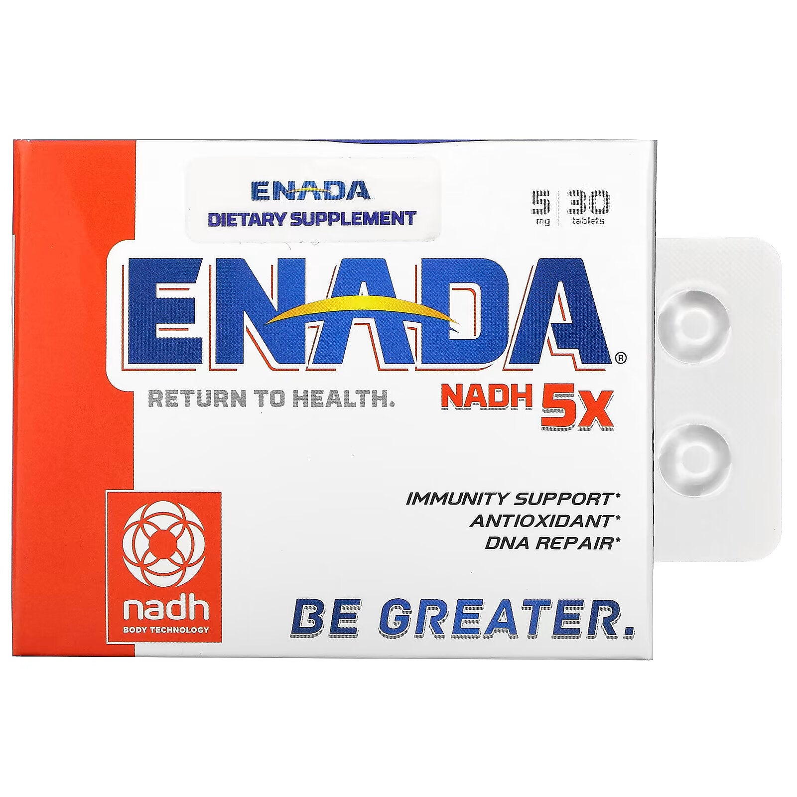 Dietary supplement ENADA, NADH 5x, 5 mg, 30 tablets