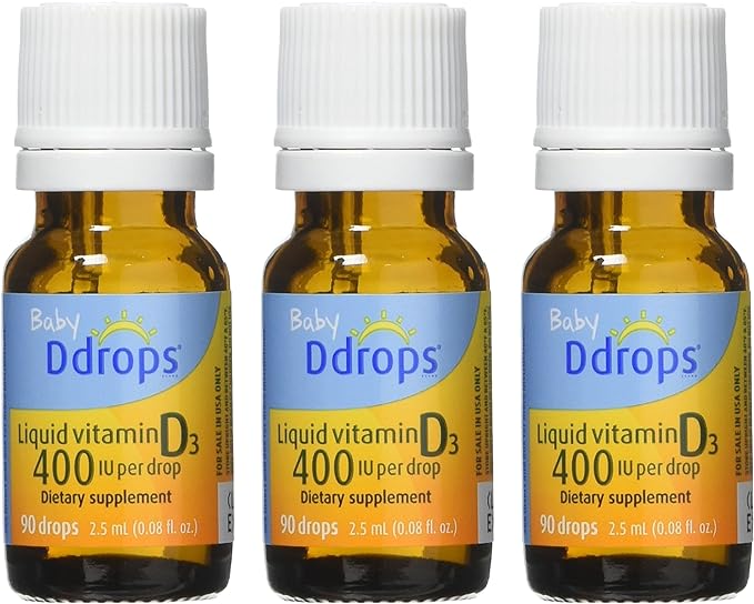 Ddrops Baby, 400 IU, Vitamin D3 Drops, 90 Count (3 per pack)