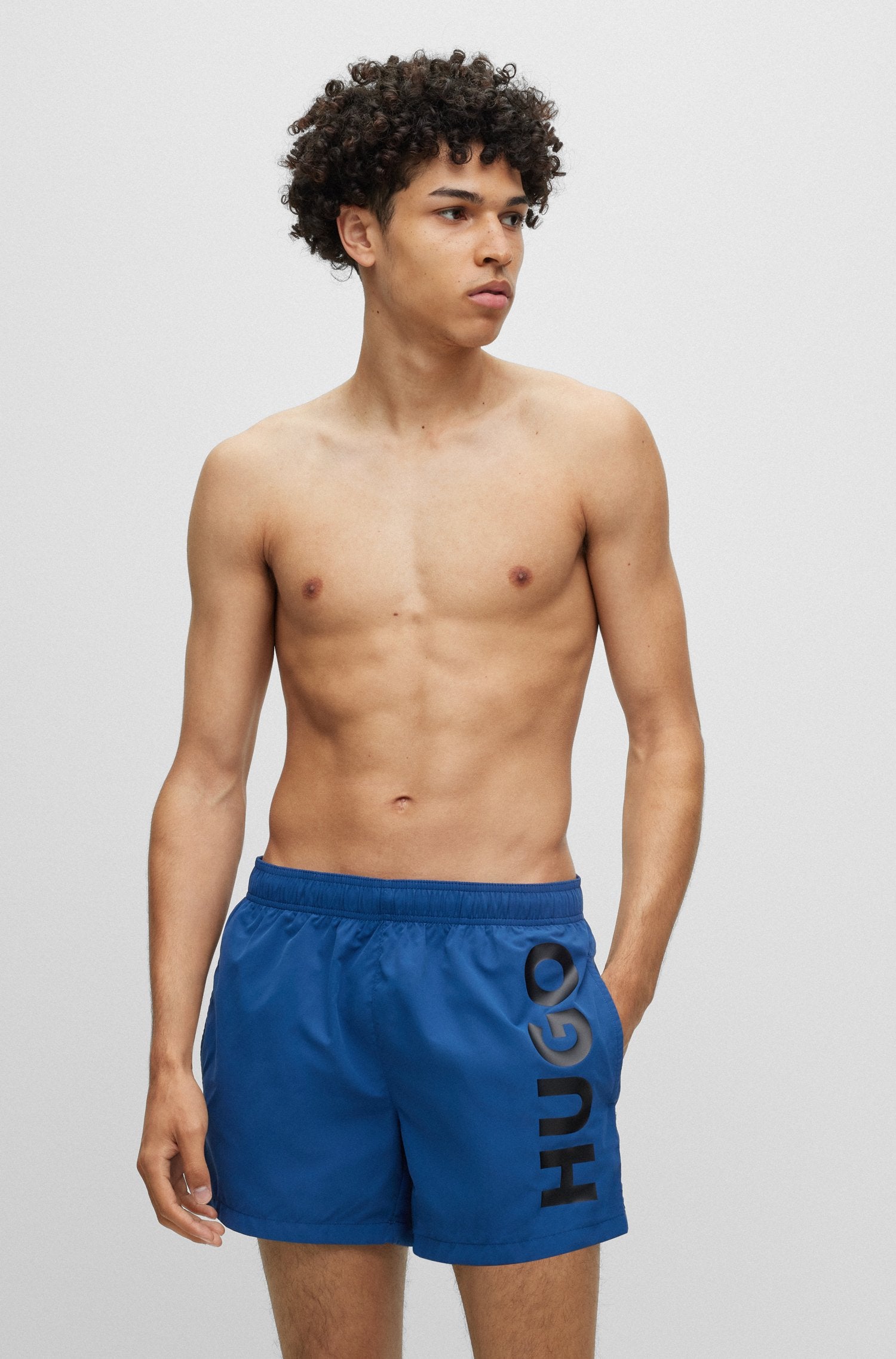 Hugo Swim Shorts With Logo Print, blue