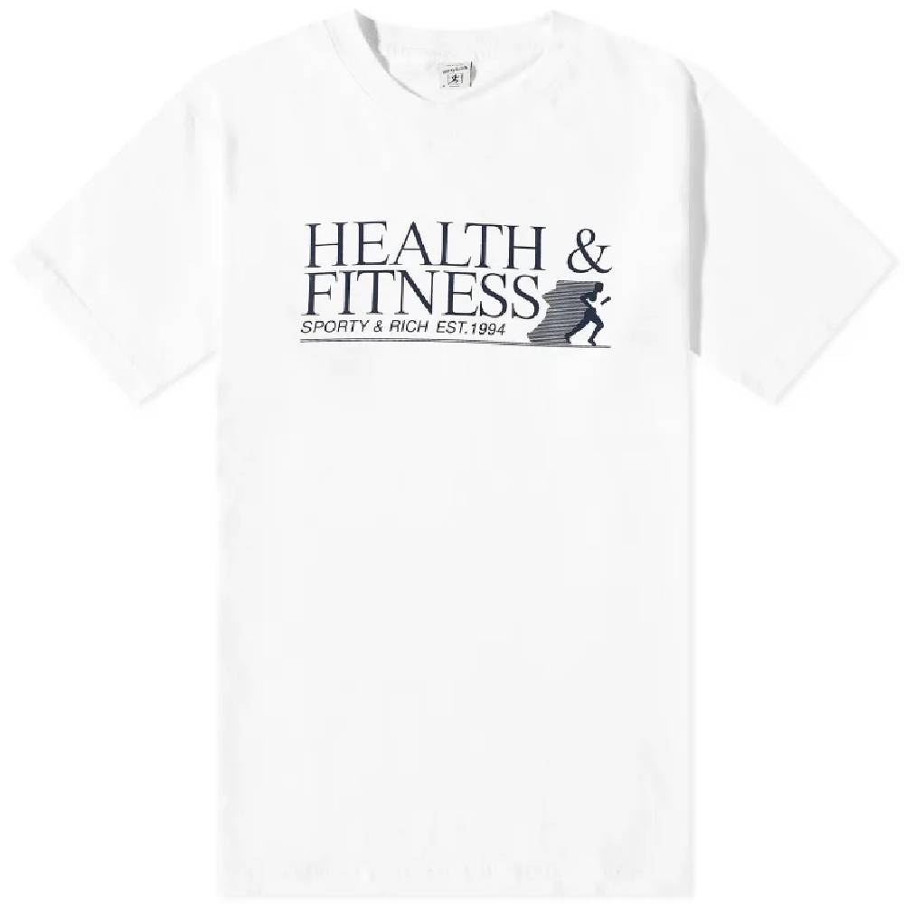 Sporty & Rich Health & Fitness T-shirt, white/navy blue