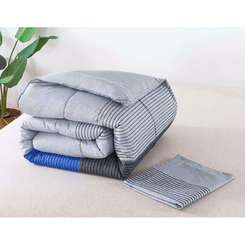 Blanket + pillowcase set Litanika Twin, 2 pieces, blue/gray