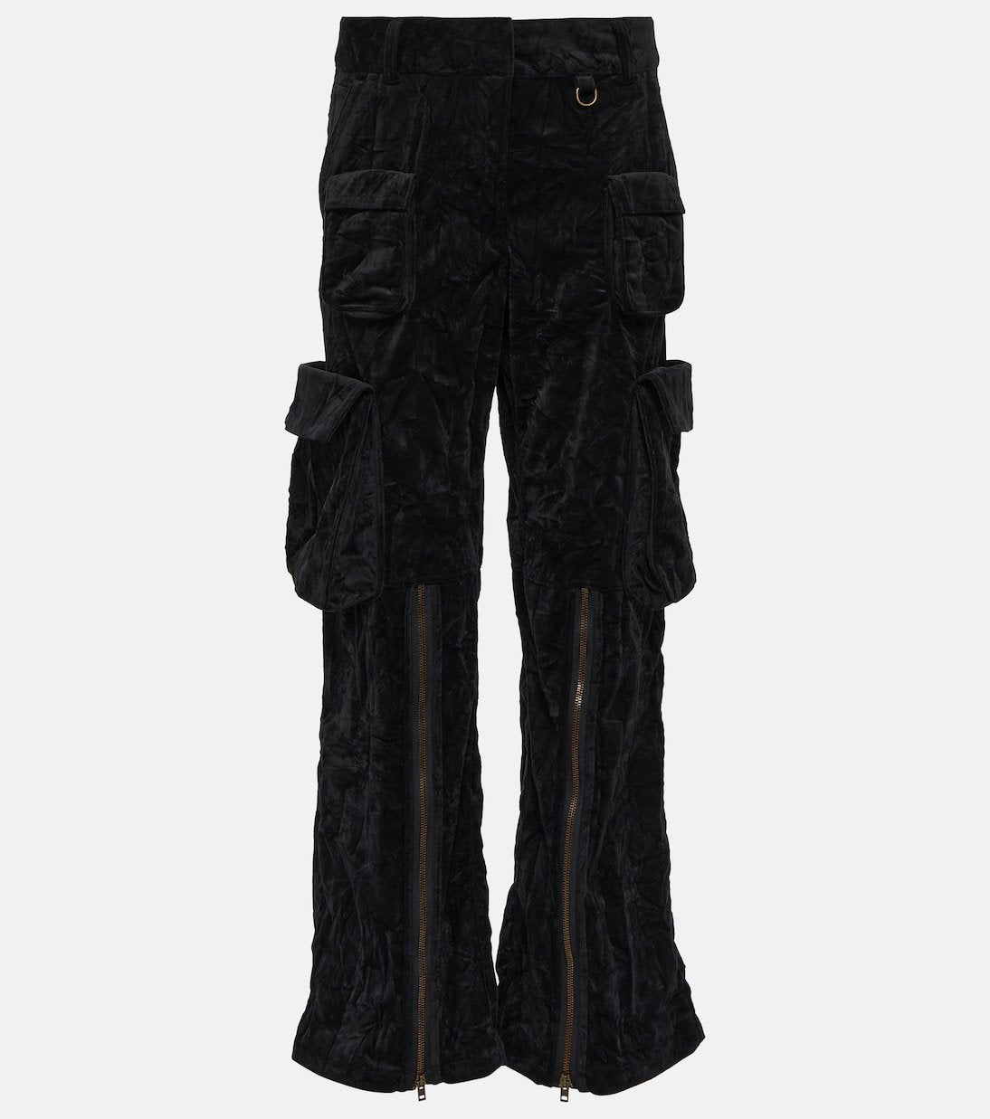 Acne Studios Velvet Mid Rise Cargo Pants, Black