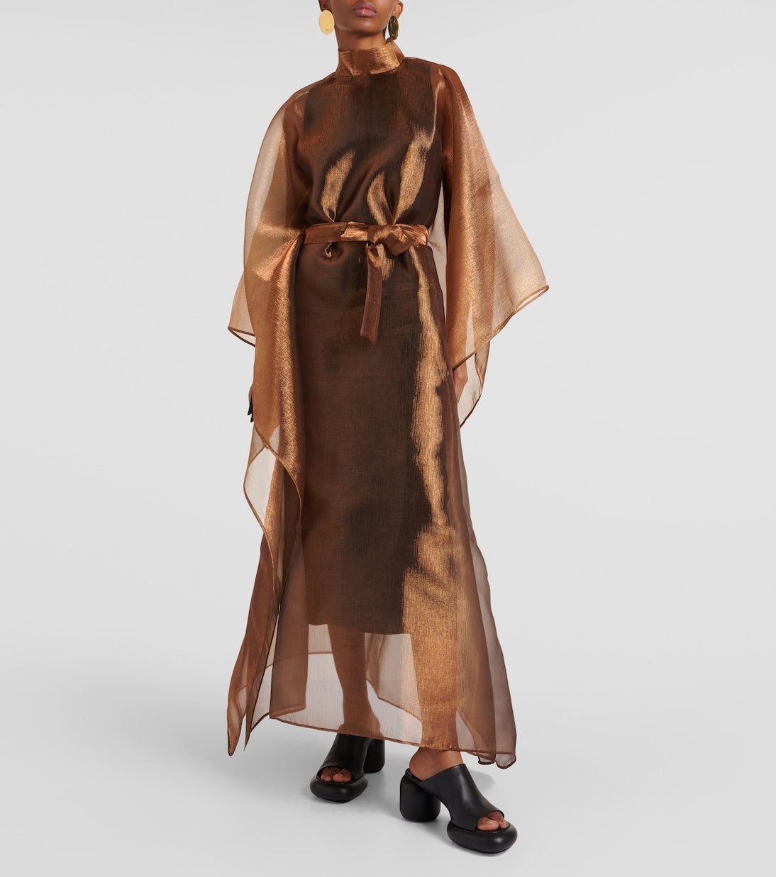 Mirage Taller Marmo crepe caftan, brown