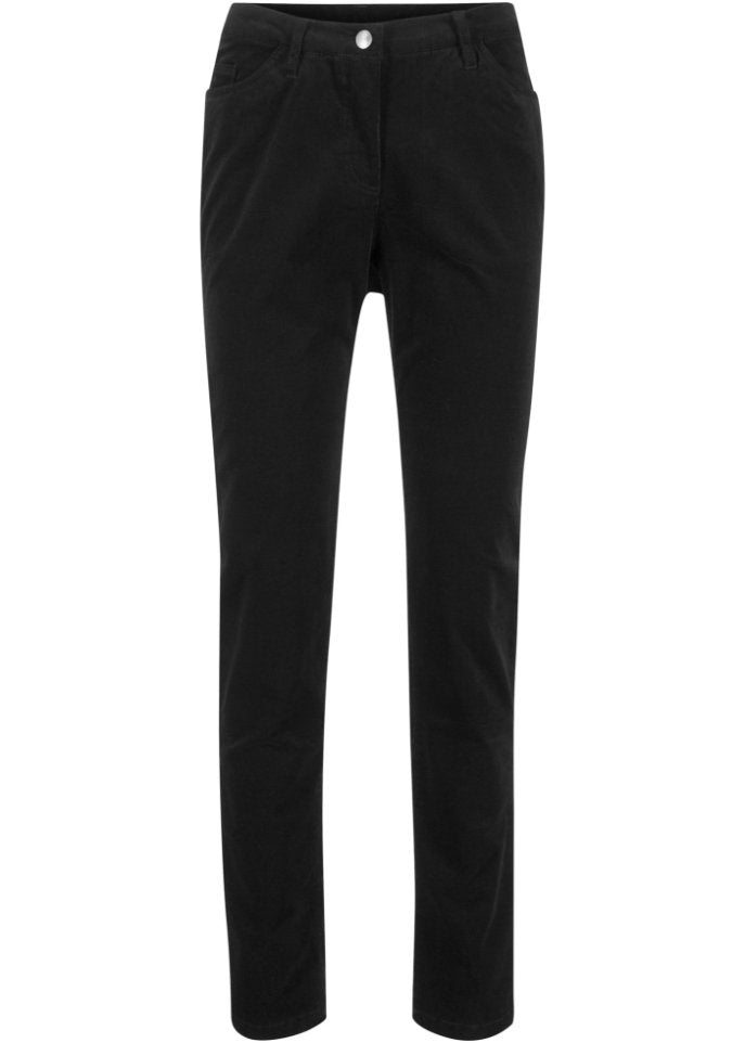 Bpc Bonprix Collection stretch corduroy slim fit trousers, black