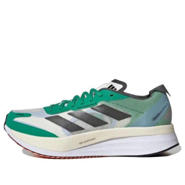 Adidas Adizero Boston 11 Running Shoes 'White Tint Black Court Green', white