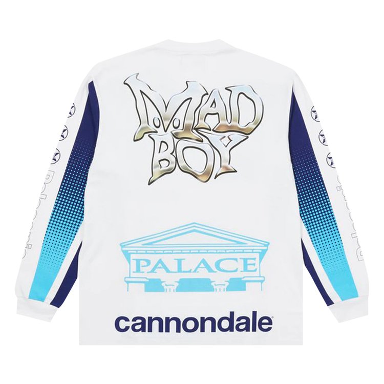 قميص Palace x Cannondale Mad Boy 'White' بأكمام طويلة، باللون الأبيض