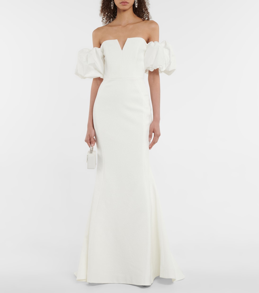 Rebecca Vallance Off The Shoulder Genevieve Crepe Wedding Dress, White