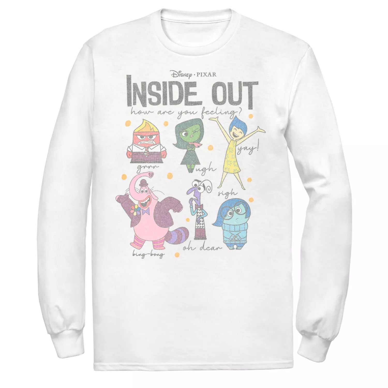 تي شيرت رجالي بأكمام طويلة مطبوع عليه عبارة Inside Out How Are You Feeling من إنتاج Disney/Pixar