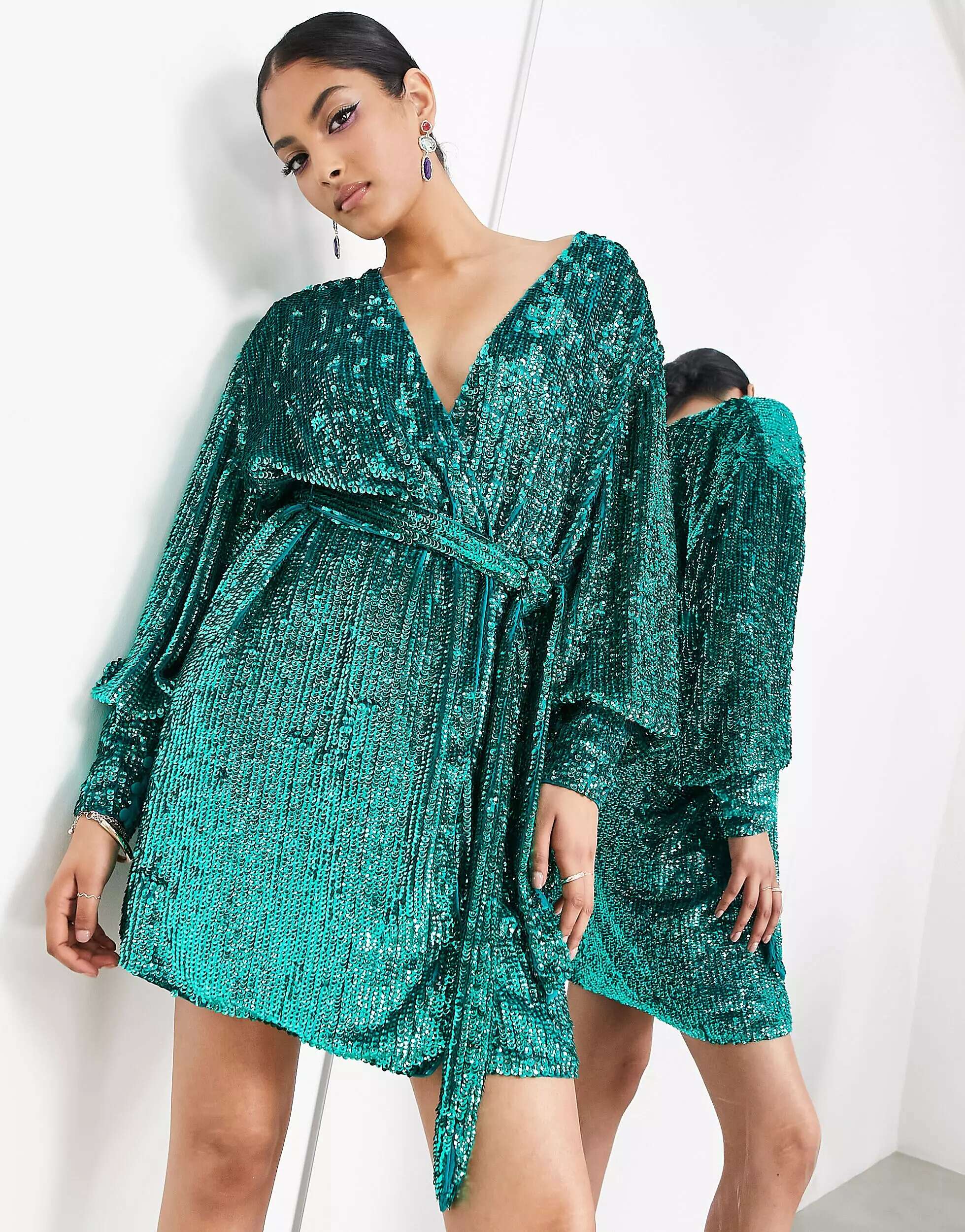 ASOS Turquoise Sequin Mini Dress