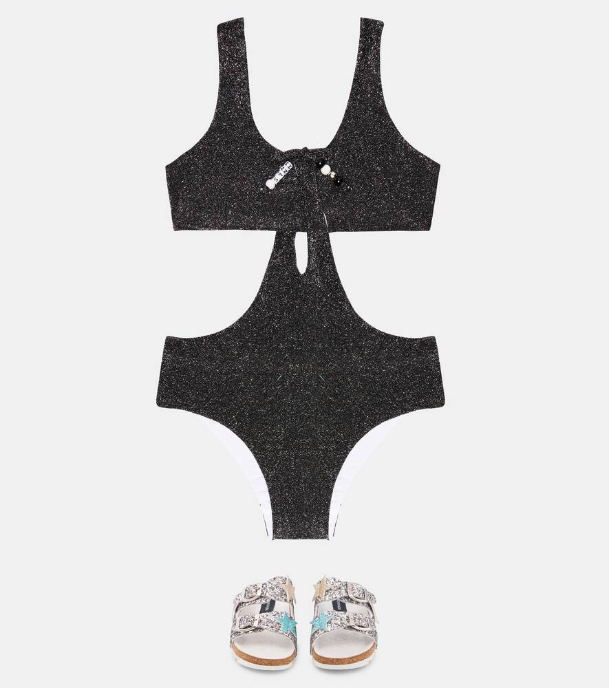 Lurex Monnalisa cut-out swimsuit, black