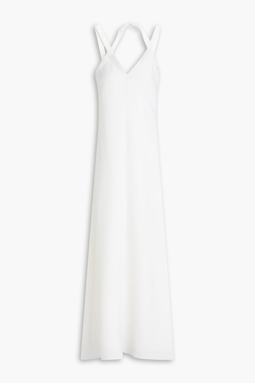 Allison crepe dress with HALSTON beading, ivory