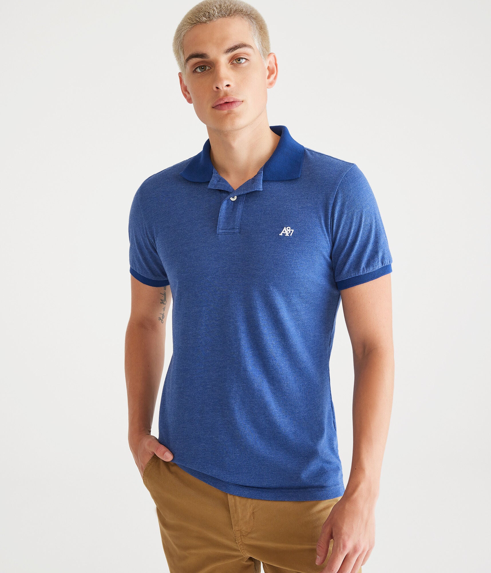 A87 Aeropostale logo polo shirt, blue