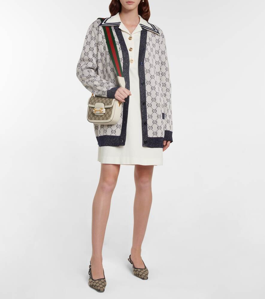 Metallic jacquard cardigan with GG GUCCI pattern, multicolor