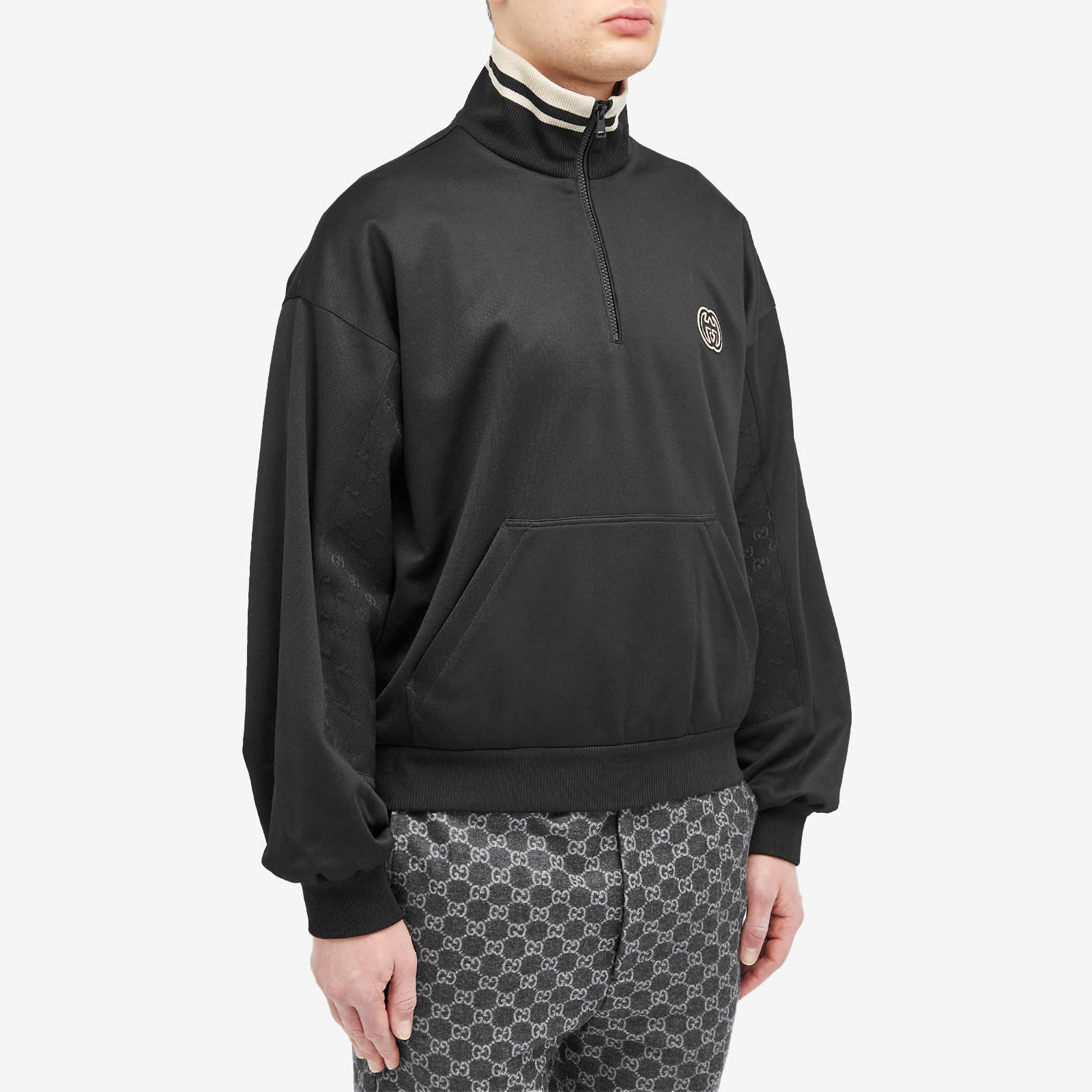 Gucci Interlocking Logo Half Zip Sweater, black