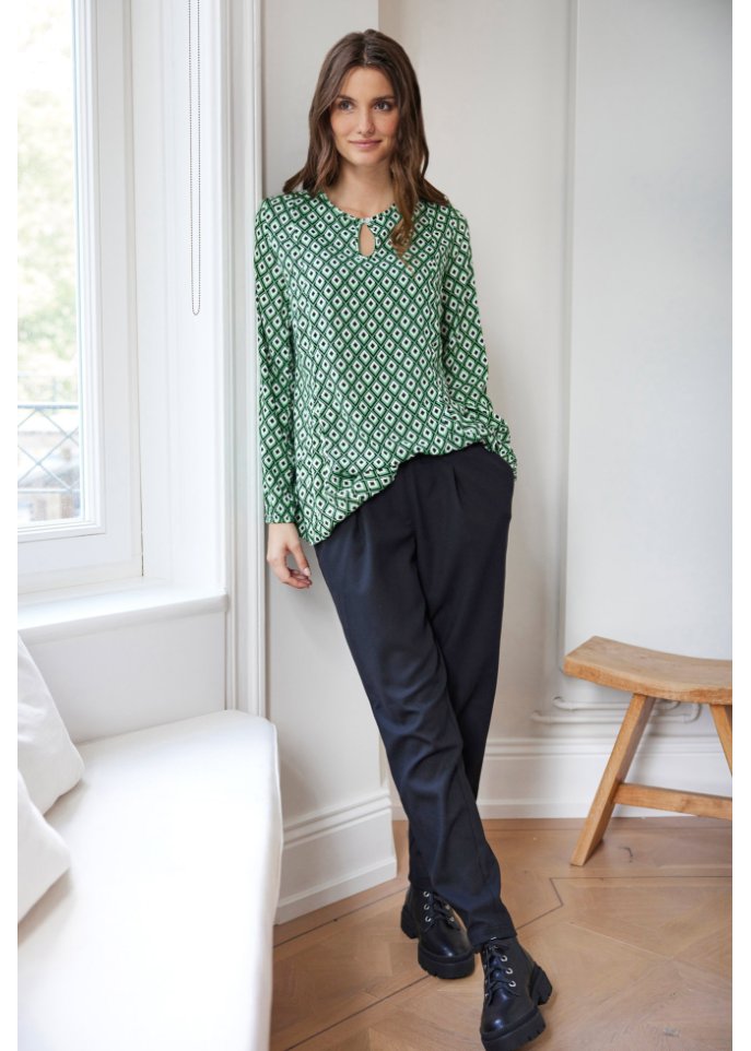 Blouse with long sleeves Bpc Bonprix Collection, green