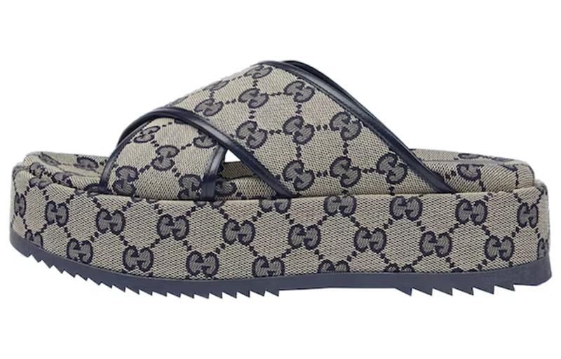 صندل Gucci GG 30mm Platform حذاء قماشي أزرق