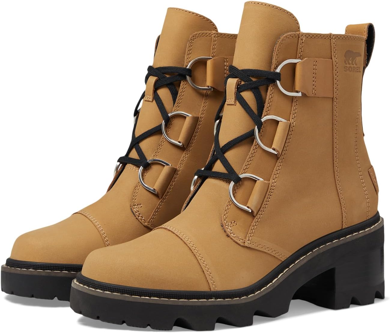 Joan Now Lace SOREL Lace-up Boots in Caribou Buff/Black